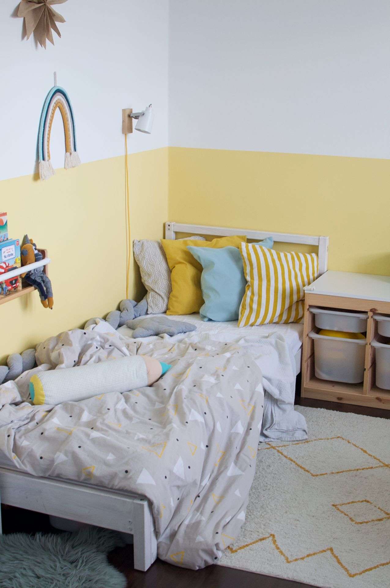 detská izba so žltou stenou